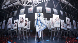 Rule 34 | 1girl, absurdres, anemone (flower), animal skeleton, art gallery, black coat, black hat, blue dress, blue hair, boots, coat, dress, easel, floating hair, flower, full body, gradient dress, hair flower, hair ornament, hand on own chest, hat, highres, isekai joucho, kamitsubaki studio, long hair, long sleeves, looking at viewer, multicolored hair, painting (object), pantyhose, parted lips, profile, red hair, sideways glance, skeleton, solo, tilted headwear, two-tone dress, two-tone footwear, two-tone hair, virtual youtuber, walluka, white coat, white dress, white eyes, white hair, white pantyhose, witch hat