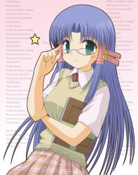Rule 34 | 00s, aoba kozue, blue hair, glasses, green eyes, mahoraba, midorikawa chiyuri, school uniform, serafuku