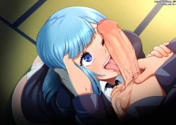 Rule 34 | 1boy, 1girl, artist name, ass, black jacket, black neckwear, black suit, blue eyes, blue hair, blush, collared shirt, commentary, dress shirt, english commentary, erection, eyelashes, facejob, fellatio, foreskin, formal, from above, furrowed brow, gojou satoru, hand on another&#039;s head, hetero, jacket, jujutsu kaisen, licking, licking penis, light blue hair, long hair, miwa kasumi, necktie, neocoill, one eye closed, open mouth, oral, panties, penis, penis on face, shirt, sitting, solo focus, straight hair, suit, tatami, testicle grab, testicles, tongue, tongue out, uncensored, underwear, watermark, web address, white panties, white shirt, wing collar