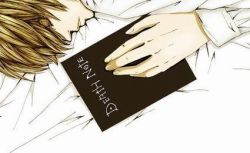 Rule 34 | 00s, bed, bed sheet, book, brown hair, death note, closed eyes, lowres, sleeping, yagami light