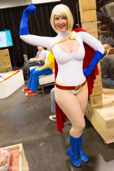 Rule 34 | absurdres, belt, blonde hair, boots, breasts, cape, cleavage, cleavage cutout, clothing cutout, cosplay, dc comics, gloves, highres, leotard, photo (medium), power girl, power girl (cosplay)