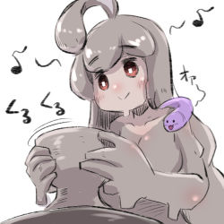 Rule 34 | 1girl, :3, :d, ahoge, bad id, bad pixiv id, blush, brown hair, closed mouth, collarbone, eighth note, long hair, monster girl, mud, musical note, open mouth, original, pottery, red eyes, simple background, smile, solo, u-non (annon&#039;an), white background, | |