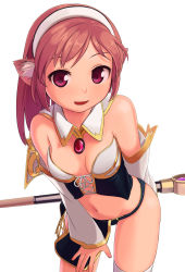 Rule 34 | 1girl, absurdres, animal ears, bad id, bad pixiv id, bare shoulders, blush, breasts, brown hair, detached sleeves, hairband, highres, looking at viewer, midriff, navel, open mouth, original, sawada yuusuke, short hair, skirt, small breasts, smile, solo, thighhighs, wand