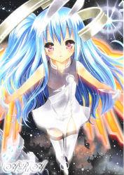 Rule 34 | 1girl, absurdly long hair, alternate hairstyle, anniversary, aqua eyes, aqua hair, aria (vocaloid), artist name, artist request, ayuayu (chisuke ayu), bad id, bad pixiv id, bare arms, bare shoulders, birthday, blue eyes, blue hair, blush, boots, breasts, diffraction spikes, dress, eyebrows, female focus, full body, gradient hair, halo, happy birthday, hatsune miku, long hair, looking at viewer, mechanical halo, miniskirt, multicolored hair, original, parted lips, pink eyes, plaid, plaid dress, plaid skirt, pleated, pleated dress, pleated skirt, ponytail, side ponytail, skirt, sleeveless, sleeveless dress, small breasts, smile, solo, space, star (symbol), thighhighs, traditional media, two-tone hair, very long hair, vocaloid, white dress, white footwear, white thighhighs, white wrist cuffs, wrist cuffs