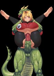 Rule 34 | absurdres, ass, blonde hair, blush, bob cut, breasts, erection, feet, full nelson, functionally nude, furry, highres, ibli51 (artist), imminent penetration, interspecies, large breasts, latex, leggings, light space love (game), lizard, lizard tail, long tongue, pants, penis, reptile, restrained, revealing clothes, scales, scared, science fiction, sex, shirt, spandex, spread legs, struggling, tail, tight clothes, tight pants, tight shirt, tongue, tongue out, torn clothes, transparent background, underboob, uniform, veins, veiny penis