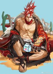 Rule 34 | 1boy, abs, absurdres, alchemy stars, animal skull, anjingkuxiao, bara, bare pectorals, bone, cactus, censored, day, desert, facial hair, fundoshi, goatee, hair ornament, hair stick, haori, headband, highres, japanese clothes, kimono, knees apart feet together, layered clothes, layered kimono, long hair, looking at viewer, male focus, male pubic hair, male underwear, mask, mask around neck, mechanical arms, mouth mask, multicolored hair, muscular, muscular male, on ground, outdoors, pectorals, pubic hair, pubic hair peek, red hair, sandals, scar, scar on chest, scar on face, signature, single mechanical arm, sinsa (alchemy stars), sinsa (wasteland ronin) (alchemy stars), sitting, solo, spiked hair, testicle peek, underwear, white hair, yellow eyes, zouri