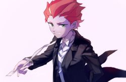 Rule 34 | 10s, 1girl, amanda o&#039;neill, bad id, bad pixiv id, crossdressing, green eyes, henpei saboten, little witch academia, looking at viewer, multicolored hair, orange hair, short hair, smile, suit