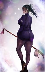 Rule 34 | 1girl, absurdres, ass, breasts, glasses, highres, huge ass, huge breasts, jujutsu kaisen, large breasts, legs, long hair, pantyhose, ponytail, solo, weapon, zen&#039;in maki, zenin maki