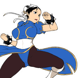 Rule 34 | 1girl, black hair, boots, bracelet, breasts, bun cover, capcom, china dress, chinese clothes, chun-li, double bun, dress, eyeliner, female focus, fighting stance, jewelry, knee boots, large breasts, lips, makeup, pantyhose, pelvic curtain, puffy sleeves, sash, short hair, solo, spiked bracelet, spikes, street fighter, tsukudani (coke-buta)