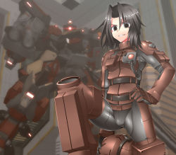 Rule 34 | 1girl, armored core, armored core 3, female focus, from software, indoors, mecha, ment, robot, solo, spread legs, standing