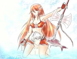 Rule 34 | 1boy, 1girl, bikini, blush, cordelia (fire emblem), couple, fire emblem, fire emblem awakening, fire emblem heroes, fish, gloves, hair ornament, long hair, looking at viewer, multiple girls, navel, nintendo, platinum hair, polearm, red eyes, red gloves, red hair, robin (fire emblem), robin (male) (fire emblem), shell, smile, spear, starfish, summer, sweatdrop, swimsuit, thighs, very long hair, weapon, white hair, winged hair ornament, yellow eyes