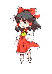 Rule 34 | 1girl, ascot, bare shoulders, black eyes, black footwear, bow, chibi, collar, collared dress, dairi, detached sleeves, dress, full body, grey eyes, grey hair, hair between eyes, hair ornament, hair tubes, hakurei reimu, hand on own hip, long sleeves, looking to the side, open mouth, red bow, red dress, shaded face, shoes, short hair, simple background, sleeveless, sleeveless dress, socks, solo, standing, tachi-e, touhou, transparent background, white sleeves, white socks, wide sleeves, yellow ascot