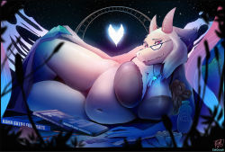 Rule 34 | 1girl, animal ears, belly, body fur, bra, breasts, catcouch, cleavage, closed mouth, furry, furry female, goat, goat ears, goat girl, horns, huge breasts, monster, monster girl, navel, plump, purple eyes, solo, stomach, toriel, undertale, underwear