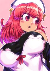 Rule 34 | 1girl, breasts, la pucelle, large breasts, prier, red hair, solo