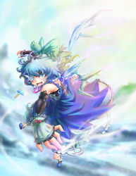 Rule 34 | blue eyes, blue hair, bow, cirno, elbow gloves, fingerless gloves, food, gloves, hair bow, highres, kage houshi, popsicle, short hair, solo, touhou, touhou hisoutensoku, wings