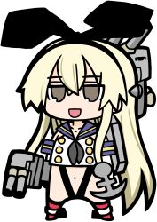 Rule 34 | 10s, 1girl, absurdres, blonde hair, chibi, hair ornament, highres, kantai collection, koopo, long hair, navel, personification, rensouhou-chan, sailor collar, shimakaze (kancolle), simple background, thighhighs, white background