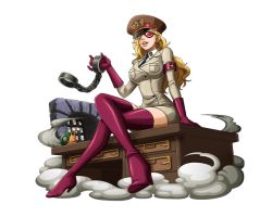 Rule 34 | 1girl, blonde hair, bodskih, boots, chain, curly hair, den den mushi, domino (one piece), full body, gloves, hat, high heel boots, high heels, long hair, military, military hat, military uniform, necktie, official art, one piece, one piece treasure cruise, open mouth, pink-tinted eyewear, pink-tinted glasses, solo, sunglasses, teeth, tinted eyewear, transparent background, uniform