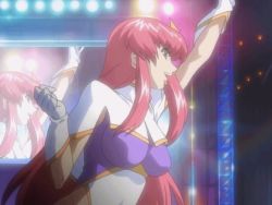 Rule 34 | 00s, 1girl, animated, animated gif, bouncing breasts, breasts, concert, gloves, gundam, gundam seed, gundam seed destiny, hair ornament, large breasts, leotard, long hair, meer campbell, pink hair, stage, star (symbol), star hair ornament, waving