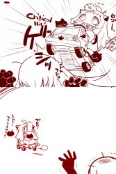 Rule 34 | 10s, abyssal ship, ahoge, cat, character request, comic, floating fortress (kancolle), horns, kantai collection, long hair, mittens, monochrome, motor vehicle, northern ocean princess, pickup truck, riding, sako (bosscoffee), translation request, truck, vehicle