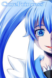 Rule 34 | 10s, 1girl, blue eyes, blue hair, cure princess, happinesscharge precure!, highres, long hair, looking at viewer, matching hair/eyes, nishi koutarou, open mouth, out of frame, portrait, precure, shirayuki hime, simple background, smile, solo, twintails, upper body, white background