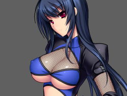 Rule 34 | blue hair, breasts, cleavage, kunoichi sanshimai ichi no maki - inbou sanshimai genzan!, large breasts, ninja, u-me soft