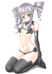 Rule 34 | 1girl, artist request, black sister, drill hair, flat chest, green eyes, grey hair, neptune (series), solo, twin drills, uni (neptunia)