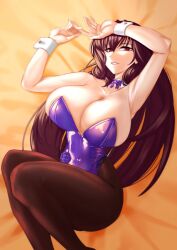 Rule 34 | 1girl, breasts, fate/grand order, fate (series), huge breasts, leotard, playboy bunny, purple hair, purple leotard, red eyes, scathach (fate), scathach (piercing bunny) (fate)