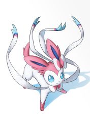 Rule 34 | blue eyes, closed mouth, commentary request, creatures (company), eyelashes, full body, game freak, gen 6 pokemon, highres, ia (ilwmael9), looking at viewer, nintendo, no humans, pokemon, pokemon (creature), solo, standing, sylveon, white background