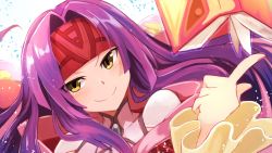 Rule 34 | 1girl, book, closed mouth, fire emblem, fire emblem: path of radiance, fire emblem: radiant dawn, headband, highres, long hair, nakabayashi zun, nintendo, open book, pointing, purple hair, red headband, sanaki kirsch altina, simple background, smile, solo, white background, yellow eyes