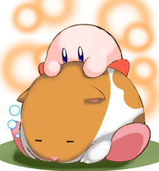 Rule 34 | = =, animal ears, blue eyes, closed eyes, full body, hamster, hamster ears, kirby, kirby (series), kous (onetwojustice), lying, no humans, on stomach, rick (kirby), riding, sleeping, snout, | |