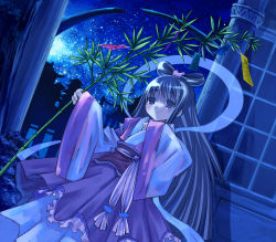 Rule 34 | blue eyes, blue hair, japanese clothes, kazuki kiyoto, long hair, original, solo, star (symbol), tanabata, tanzaku, very long hair