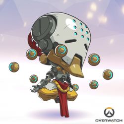 Rule 34 | 1boy, android, artist request, chibi, clothed robot, copyright name, floating, full body, humanoid robot, indian style, lowres, male focus, official art, overwatch, overwatch 1, robot, sitting, solo, zenyatta (overwatch)