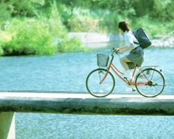 Rule 34 | asian, bicycle, bridge, photo (medium), school uniform, serafuku, solo, tagme