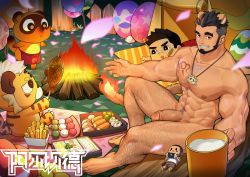 Rule 34 | 1boy, abs, absurdres, alca (wakatanka4), animal costume, animal ears, arm hair, bandaid, bandaid on cheek, bandaid on face, bandaid on nose, bara, beard, black hair, body hair, camping, chest hair, chest tattoo, chibi, commission, completely nude, dark-skinned male, dark skin, facial hair, fire, flaccid, food, hairy, highres, jewelry, large pectorals, leg hair, lion boy, lion ears, male focus, male pubic hair, muscular, muscular male, navel, navel hair, necklace, nipples, nude, original, pectorals, penis, peterhl, pubic hair, shoes, short hair, sneakers, stuffed animal, stuffed toy, tattoo, tent, thick eyebrows, thick thighs, thighs, uncensored, undercut, veins, veiny penis