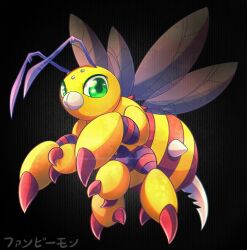 Rule 34 | claws, digimon, digimon (creature), funbeemon, green eyes, highres, looking at viewer, solo, wings