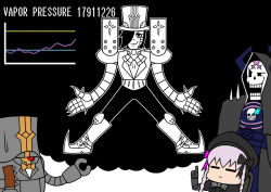 Rule 34 | 10s, armor, boots, charles babbage (fate), cloak, closed eyes, fate/extra, fate/grand order, fate (series), frisk (undertale), gauntlets, grey hair, grin, hair over one eye, hat, highres, king hassan (fate), long hair, mettaton, nursery rhyme (fate), open mouth, papyrus (undertale), parody, ribbon, sans (undertale), smile, undertale, what
