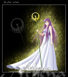 Rule 34 | athena, kido saori, long hair, polearm, purple hair, saint seiya, spear, tagme, trident, weapon