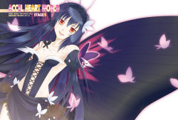 Rule 34 | 10s, 1girl, accel world, antenna hair, bare shoulders, black hair, buchiko, bug, butterfly, butterfly wings, elbow gloves, gloves, insect, insect wings, kuroyukihime, long hair, red eyes, solo, wings