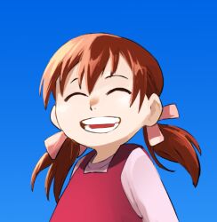 Rule 34 | 1girl, ai (digimon), brown hair, closed eyes, digimon, female focus, open mouth, solo, teeth, twintails