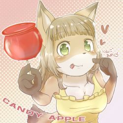 Rule 34 | apple amee, brown hair, candy apple, fox, furry, green eyes, highres, tongue