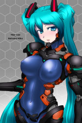 Rule 34 | blue hair, bodysuit, hatsune miku, highres, muv-luv, muv-luv alternative, oonishi shunsuke, vocaloid