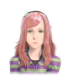 Rule 34 | 1girl, 4chan, freckles, green eyes, hairband, hood, hoodie, lips, long hair, looking at viewer, matching hair/eyes, orange eyes, orange hair, realistic, sidelocks, simple background, solo, striped clothes, striped hoodie, swept bangs, vinylsolution, vivian james, white background