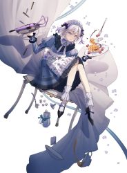 Rule 34 | 1girl, ammunition, apron, bullet, commentary request, contender (flowerful maid) (girls&#039; frontline), contender (girls&#039; frontline), cup, food, fork, frilled socks, frills, fruit, girls&#039; frontline, gun, handgun, high heels, highres, holding, holding tray, maid, maid apron, maid headdress, official alternate costume, pistol, plate, rabb horn, rifle-caliber handgun, rifle-caliber pistol, rifle cartridge, saucer, socks, solo, spoon, strawberry, sugar cube, tea, teacup, thompson/center contender, tray, waffle, weapon, whipped cream