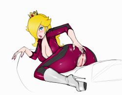Rule 34 | 1girl, anus, areola slip, ass, biker clothes, bikesuit, blonde hair, blue eyes, blush, bodysuit, breasts, cleavage, cleft of venus, collaboration, colorized, crown, full-length zipper, hand on own ass, high heels, highres, large breasts, lm (legoman), long hair, mario (series), mario kart, motor vehicle, motorcycle, nail polish, nintendo, pink nails, pussy, rosalina, shiny clothes, solo, stiletto heels, super mario galaxy, uncensored, unzipped, vehicle, zipper, zodi4c