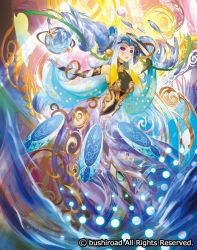 Rule 34 | 10s, 1girl, anklet, astrologer miss haze, blue hair, bracelet, cardfight!! vanguard, company name, crystal ball, dress, facial mark, full body, jewelry, long hair, moreshan, nail polish, official art, open mouth, purple eyes, solo, teeth, tiara, water