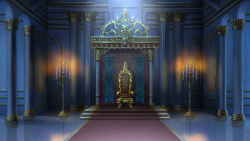 Rule 34 | burning, candelabra, candle, candlestand, fire, indoors, night, no humans, original, pillow, red carpet, reflective floor, scenery, stairs, stone stairs, suishougensou, throne, throne room