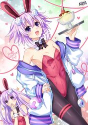 Rule 34 | + +, 2girls, :d, :o, animal ears, bare shoulders, blush, breasts, cleavage, clothes pull, covered mouth, covered navel, d-pad, d-pad hair ornament, detached collar, excited, fake animal ears, food, hair between eyes, hair ornament, hand on own hip, hand up, happy valentine, highres, holding, holding tray, jacket, jacket pull, leotard, lewdkuma, long hair, looking at another, looking at viewer, medium breasts, medium hair, multiple girls, nepgear, neptune (neptunia), neptune (series), off shoulder, open clothes, open jacket, open mouth, pantyhose, pink leotard, pudding, purple eyes, purple hair, rabbit ears, siblings, sisters, small breasts, smile, solo focus, strapless, strapless leotard, tray, upper body, usb, valentine, very long hair, white jacket, wrist cuffs