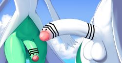 Rule 34 | . ., 2boys, absurdres, bar censor, black eyes, blue background, blue sky, censored, chobonolly, close-up, cloud, colored skin, cowboy shot, creatures (company), crotch, day, erection, game freak, gardevoir, gen 3 pokemon, green skin, groin, highres, kirlia, large penis, male focus, multicolored skin, multiple boys, navel, nintendo, outdoors, penis, pokemon, pokemon (creature), precum, shiny skin, sky, standing, stomach, testicles, thighs, two-tone skin, what, white skin, wiglett
