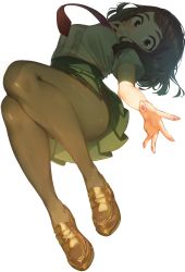 Rule 34 | 10s, 1girl, black pantyhose, blush, boku no hero academia, breasts, brown eyes, brown hair, collared shirt, commentary request, full body, highres, loafers, looking at viewer, medium breasts, necktie, pantyhose, pleated skirt, red necktie, ryota (ry o ta), school uniform, shirt, shoes, short hair, short sleeves, simple background, skirt, solo, uraraka ochako, white background