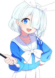 Rule 34 | 1girl, afnroll, aqua eyes, arona (blue archive), blue archive, blue eyes, blush, braid, choker, duplicate, envelope, halo, highres, holding, holding envelope, long sleeves, looking at viewer, open mouth, pink hair, pixel-perfect duplicate, pleated skirt, sailor collar, school uniform, serafuku, short hair, side braid, simple background, skirt, solo, sparkle, teeth, upper teeth only, white background, white choker, white sailor collar, white skirt